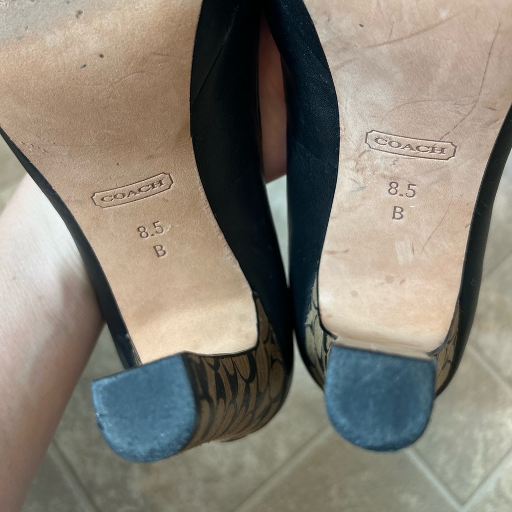 Coach Black Peep-Toe Leather Heels - Picture 8 of 9